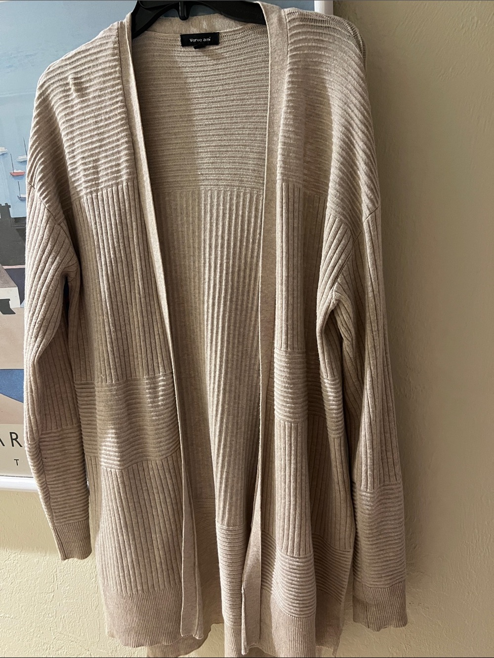 Vero Moda Beige Ribbed Open-Front Cardigan